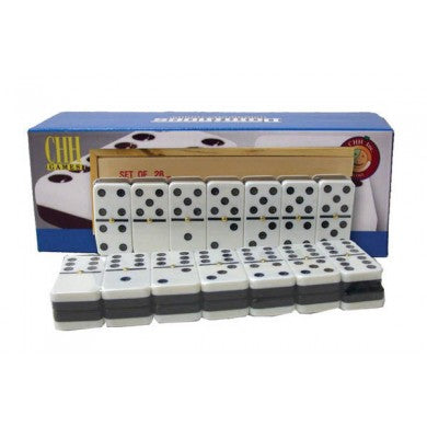Double 6 Two Tones Engraved Dominoes in Wooden Case