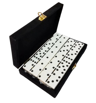 Double Six Dominoes with spinners in velvet box Tournament Jumbo Size